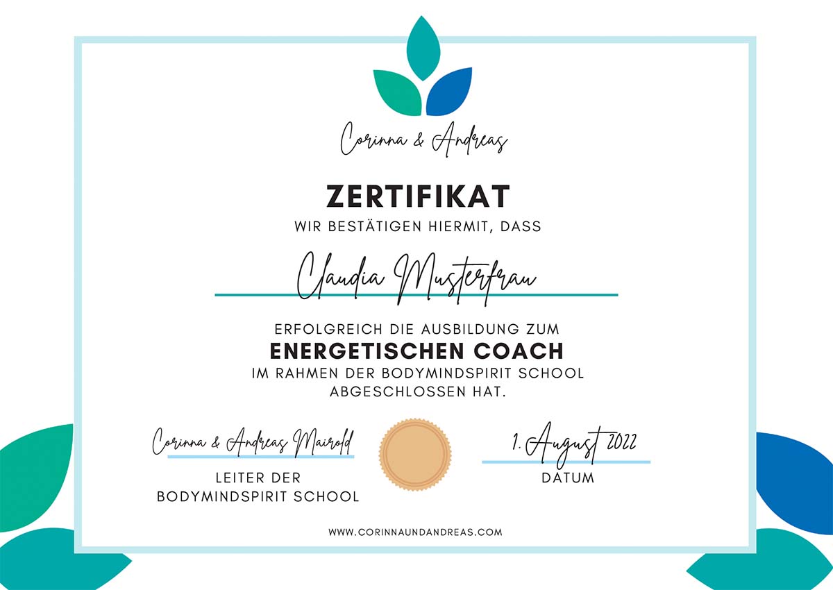 Zertifikat, Energetischer Coach