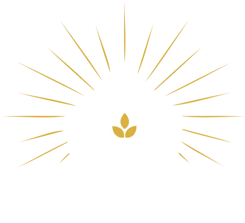 Sacred Space Alchemy Logo als Bildmarke in weiß mit gold Akzenten
